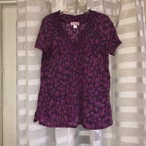 Koi Purple Design Scrub Top